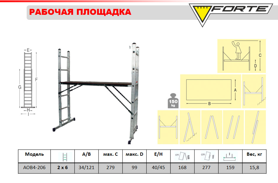 Алюмінієвий робочий майданчик Forte AOB4-206 