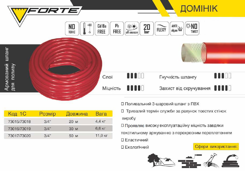Шланг поливний Forte Dominik 3/4 50 м