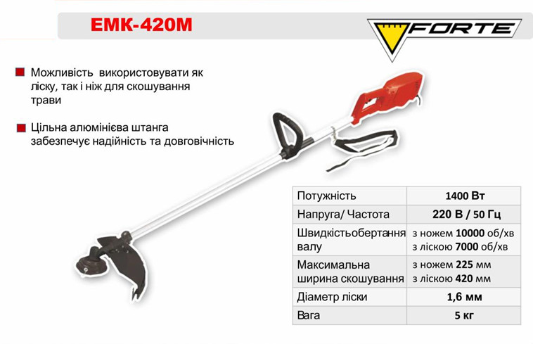 Электротриммер Forte ЕМК-420М