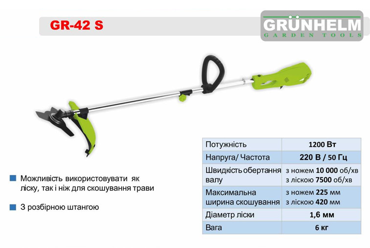 Электротриммер Grunhelm GR-42S.