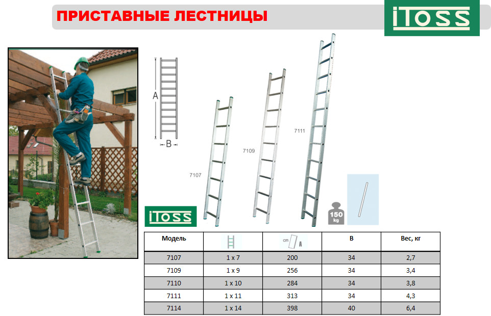 Лестница приставная Itoss 7114