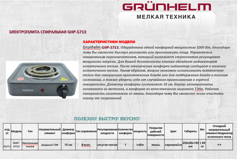 Електроплита Grunhelm GHP-5713